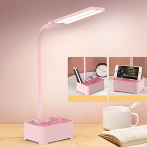 Double Head LED Pen Holder twin head phoner holder Touch Rechargeable two head storage bedroom Desk Lamp