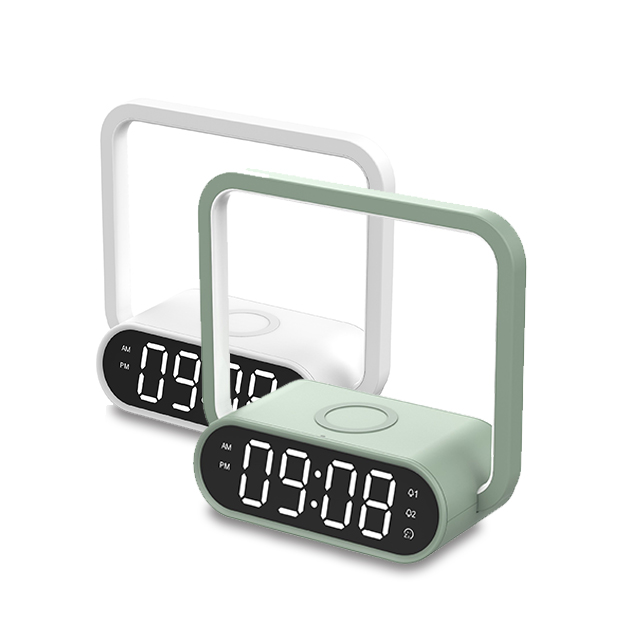 Modern Abs Creative Wireless Fast Charging Electronic Display Screen Alarm Clock Usb Output Led Desk Lamp