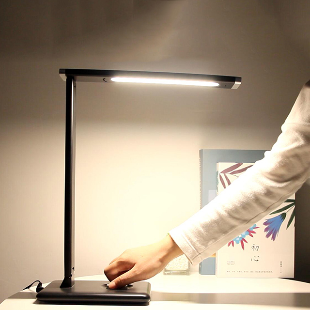 Adjustable Folding Led Home Reading Work Light Night Lamp Black Expandable Desk Lamp With Adapter