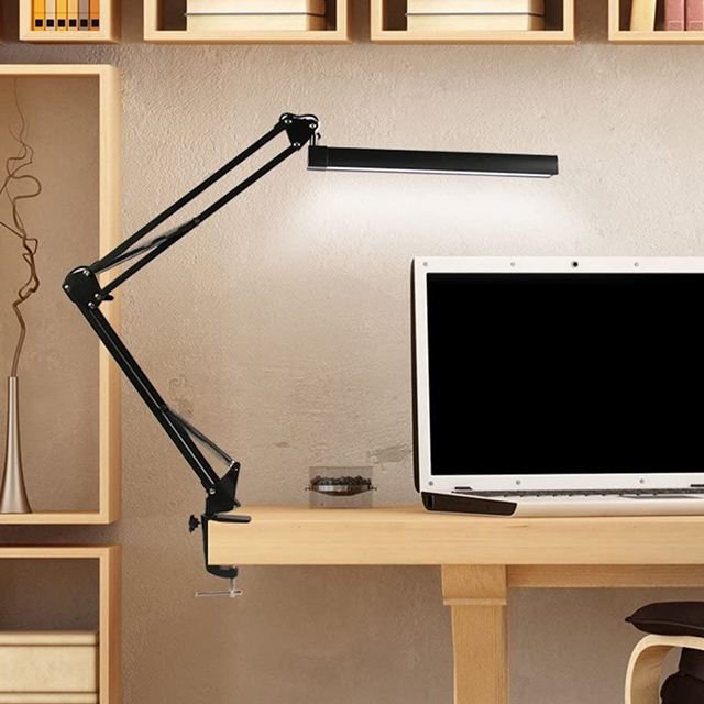 Amazon Hot Sale Touch Control Metal Led Stand Clip Desk Lamp with Long Arm Clamp Computer Working Lighting For Living Room Bedroom Office Table Lampe