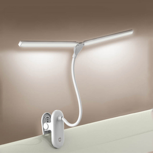 Modern Touch LED Twin Head Foldable Rechargeable Portable Bedroom USB Double Head Clip Stand Reading Table Desk Lamp 