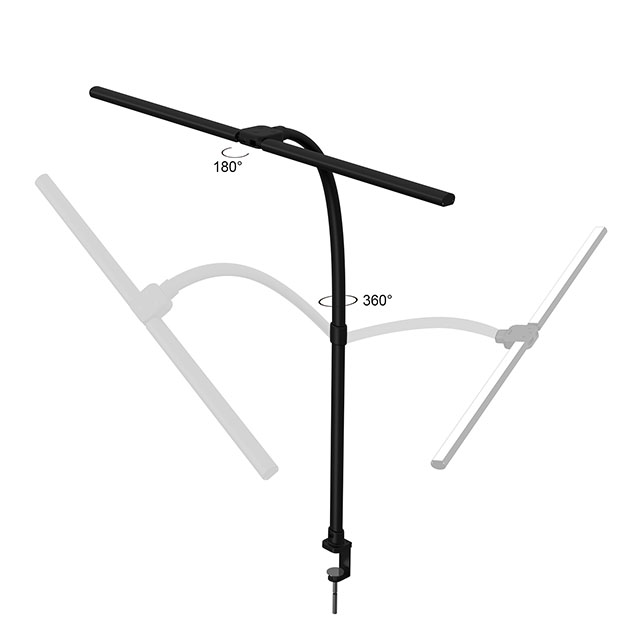 Metal Aluminium Double Head Led Desk Lamp Clip Eye Protection Two Heads Lighting Computer Screen Light Table Reading Lamp with Adapter for Office Working Business