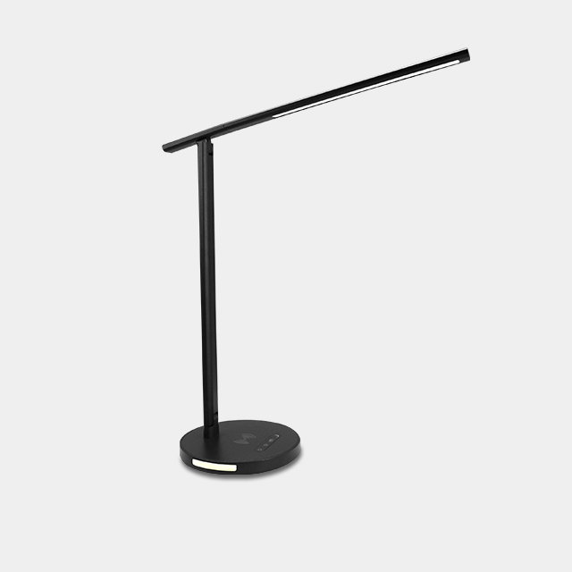 Minimalist Stepless Brightness Fast Wireless Charging Foldable Aluminum Alloy Office Black Table Lamp With Night Read Mode 